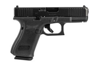 GLOCK 19 Gen 5 MOS 9mm pistol featuring front slide serrations, modular optic system, and 15-round capacity – ideal for duty or EDC.